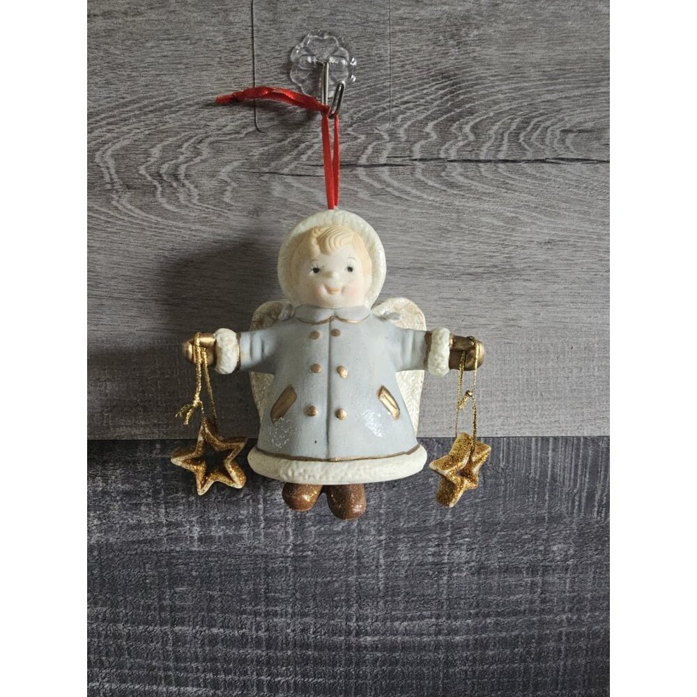 Dolgencorp Holiday Style Porcelain Dangling Angel Stars Christmas Ornament g21c2